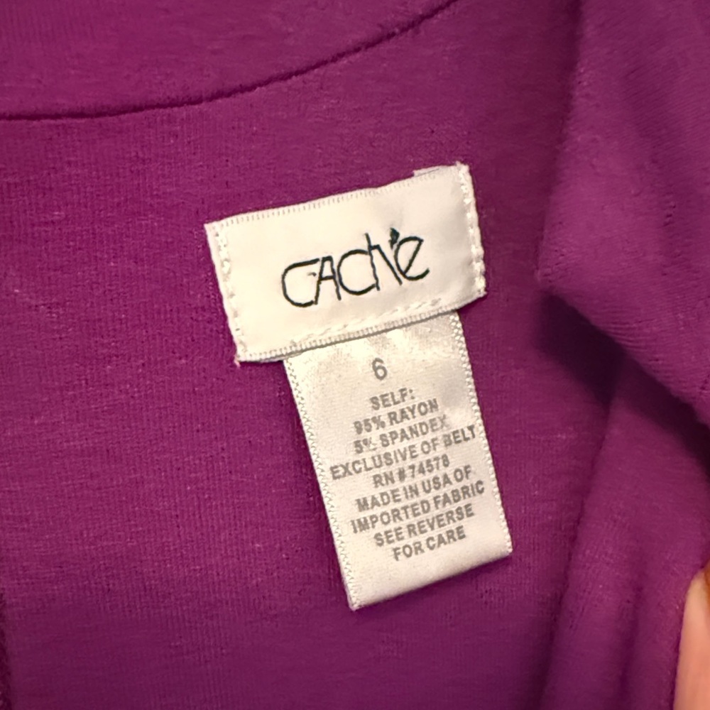 Cache Vibrant Purple Wiggle Dress with Ruffle Sleeves - Picture 2 of 7
